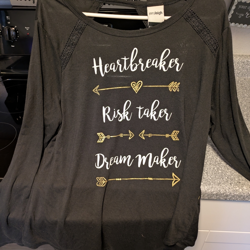 Jen & Leigh Black and Gold Long Sleeve Top